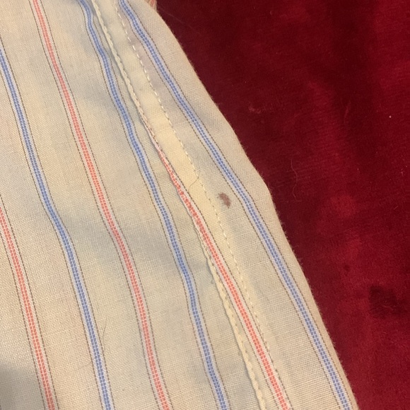 Men's Arrow Vintage 80s Cream/Beige Pin Striped Shirt Size Large 16.5” - Picture 8 of 8